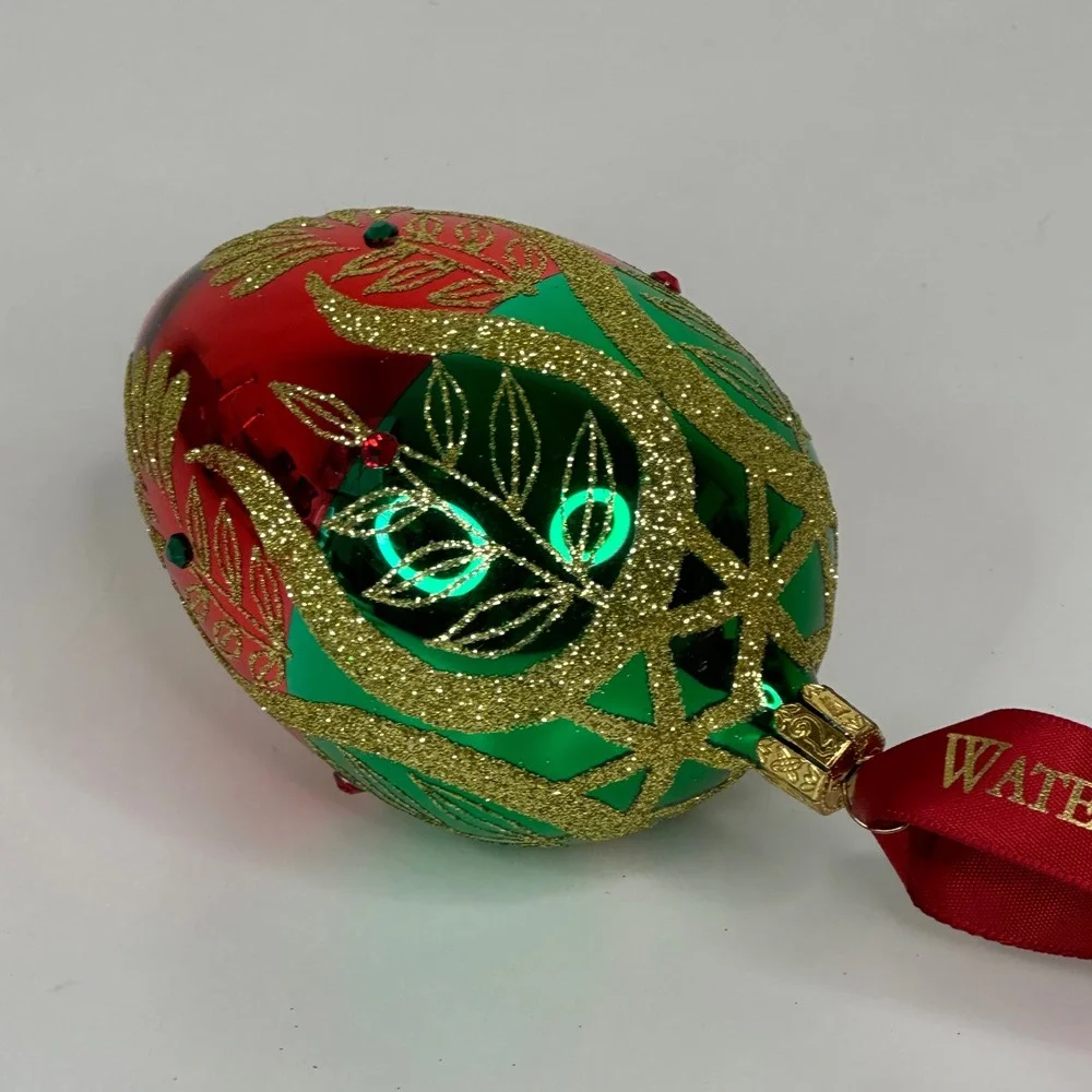 Vintage Waterford Holiday Heirlooms Peacock 10th Anniversary Egg Ornament Boxed